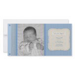 Blue Gingham Vintage Birth Announcement photo cards