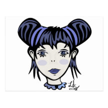 Blue Girl Goth Postcard