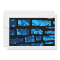 Blue glass chunks with black grout between them