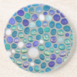 Blue Glass Mosaic Pebbles Drink Coasters