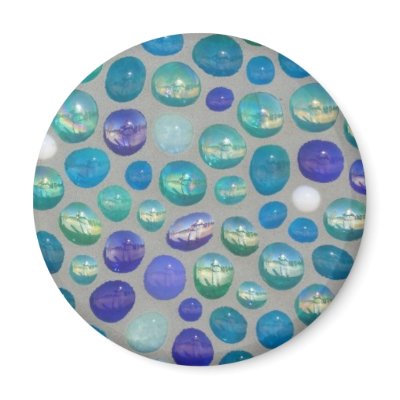 Blue Glass Pebble Mosaic Refrigerator Magnet by JuJuGardens