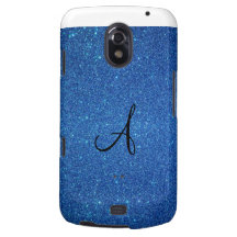 Blue glitter monogram gifts galaxy nexus cases