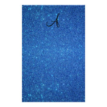 Blue glitter monogram gifts stationery design