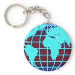 Blue globe grid over black background keychains