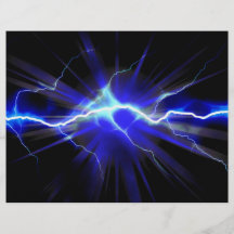 Blue glowing lightning or electricity full color flyer