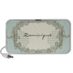 Blue Gold Cream Vintage Frame Travelling Speakers