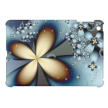 Blue Gold Cute Floral Abstract Art