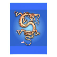 BLUE GOLD GOLDEN DRAGON FANTASY CHARACTER CREATURE CUSTOM INVITES