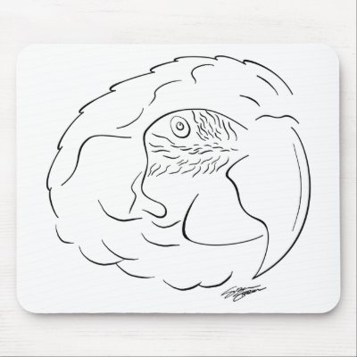 Blue & Gold Macaw Drawing Mouse Pads by MenagerieMayhem