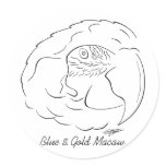 Blue & Gold Macaw Drawing Round Sticker