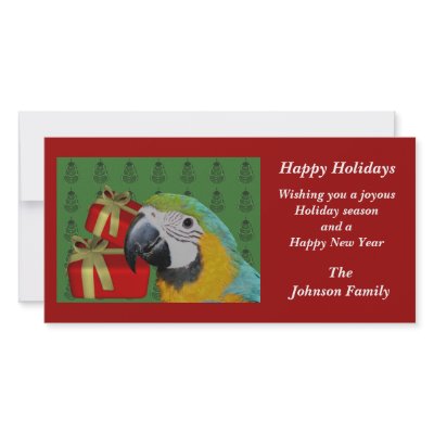 Blue Gold Macaw Parrot Animal Christmas Holiday Ca by SmilinEyesTreasures