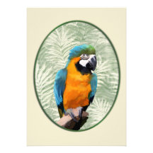Blue & Gold Macaw with Jungle Background Custom Invite