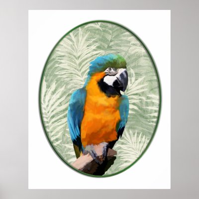 Blue & Gold Macaw with Jungle Background by ElainePlesser