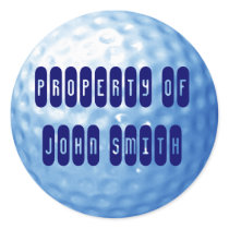 Blue Golf  Ball Property of Name Stickers