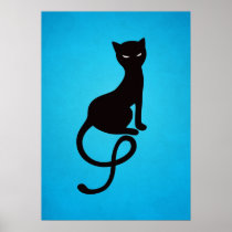 Blue Gracious Evil Black Cat posters