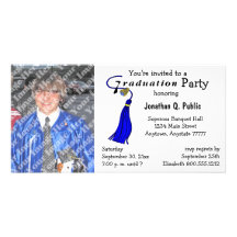 Blue Graduation Party Photo Invitation Personalised Photo Card