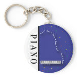 Blue Grand Piano Keychain