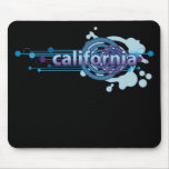 Blue Graphic Circle California Mousepad Dark