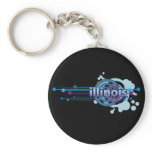 Blue Graphic Circle Illinois Keychain Dark