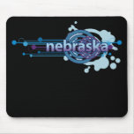 Blue Graphic Circle Nebraska Mousepad Dark