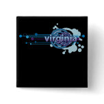 Blue Graphic Circle Virginia Button Dark