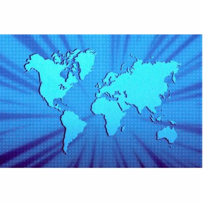 Blue graphic world map bed acrylic cut out by inspirelove