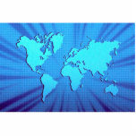 Blue graphic world map bed acrylic cut out