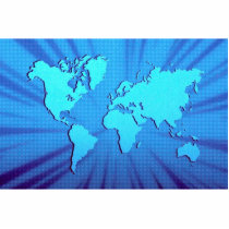 Blue graphic world map bed acrylic cut out