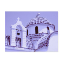 Blue Greek Church Postcard
