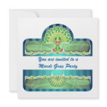 Blue Green Carnival Woman In Peacock Headdress Invitations
