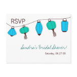 Blue Green Chinese Lantern RSVP card Post Cards