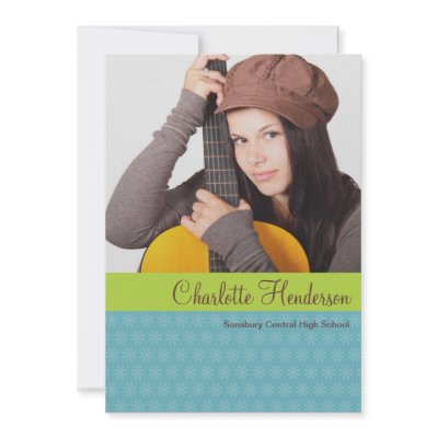 Blue green custom photo graduation announcement by FidesDesign