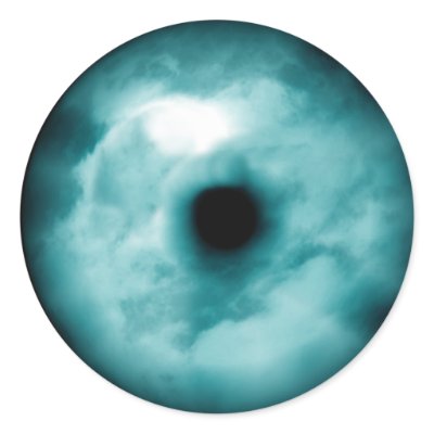 Blue Green eye cloud graphic aqua Stickers by SusansZooCrew