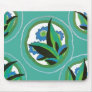 Blue Green Floral Art Deco Mousepad