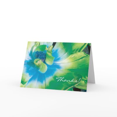 Blue Green flower greeting card thanks! by BestCards