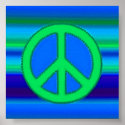 Blue Green Fractal & Peace Sign posters