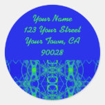 blue green lace Address Labels Round Sticker