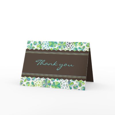 Blue & Green Modern Flower Thank You Card by ThePinkCupcake