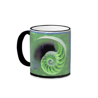 Blue-Green Nautilus Spiral Mug by yarddawg