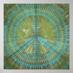 Blue Green Peace Sign Tie Dye posters