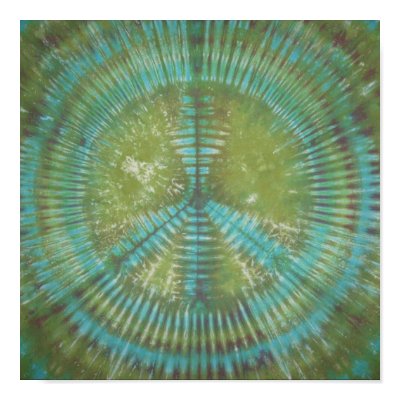 Blue Green Peace Sign Tie Dye Poster by mrtiedye