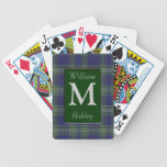 Blue Green Plaid Monogrammed Playing Cards