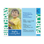 Blue Green Polka Dot 3rd Birthday Invitation Postcards