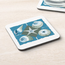 Blue & Green Sea Shells Coasters