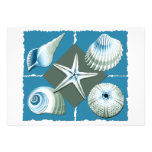 Blue & Green Sea Shells Custom Invitations