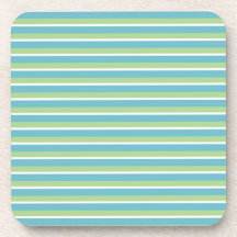 Blue Green stripe pattern Beverage Coasters