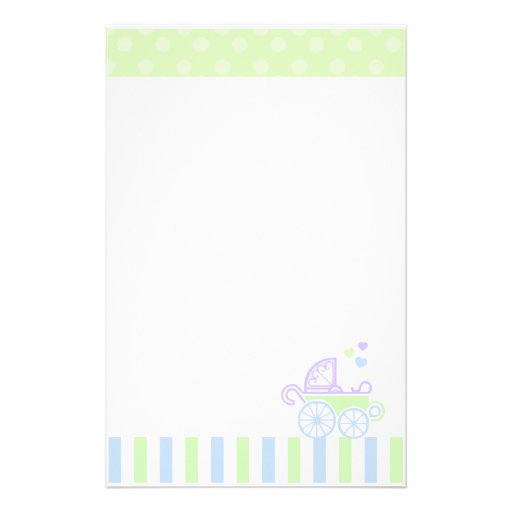 Blue/Green Stroller Custom Stationery