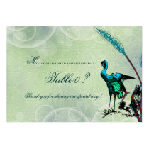 Blue green table numbering bird swirls