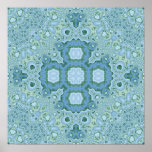 Blue Green Watercolor Mandala Print