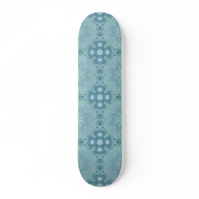Blue Green Watercolor Mandala Custom Skateboard by Digital_Mandalas